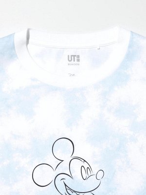 UNIQLO UT - хлопковая футболка Disney х BUAISOU с Микки Маусом в оттенках японского индиго - 00 WHITE