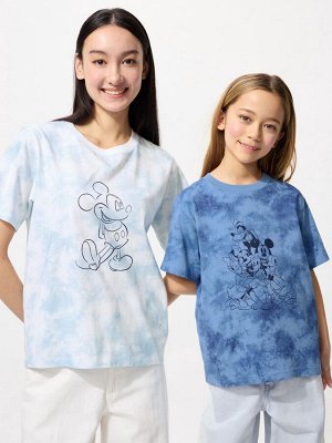 UNIQLO UT - хлопковая футболка Disney х BUAISOU с Микки Маусом в оттенках японского индиго - 00 WHITE