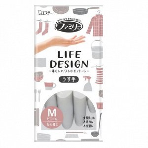 ST Виниловые перчатки "Family Life Design" (тонкие без внутреннего покрытия с уплотнением на кончиках пальцев + противовирусная защита) РАЗМЕР М, 1 пара