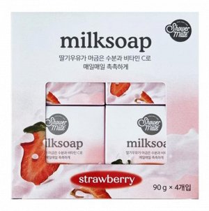 Мыло  для душа с ароматом клубники и молока Shower Mate Soap white Strawberries Milk Scent 90г