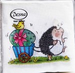 Салфетки бумажные к Пасхе Desna Весёлый ёжик однослойные 24см*24см набор 40шт.