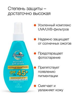 Солнцезащитное молочко SPF 45+ Paradise Защита от фотостарения 160мл