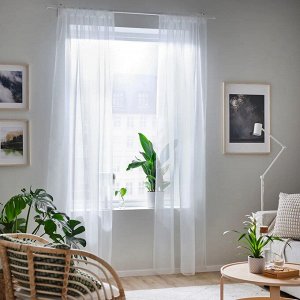 TERESIA, Прозрачные занавески, 1 пара, белые/с кармашком для штанги, 145x250 см