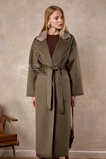 Демисезонное пальто с меховым вoротником