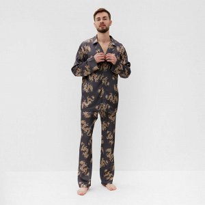 Пижама мужская (рубашка и брюки) KAFTAN "Дракон" размер, графитовый