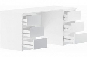 Стол письменный с 6 ящиками, белый. 150х65х75 см