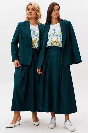 Костюм Костюм Kivviwear 4274423511 изумруд 
Состав: ПЭ-26%; Хлопок-72%; Эластан-2%;
Сезон: Лето
Рост: 170

Классический женский костюм с элементами роскоши: жакет и юбка для безупречного образаИдеаль