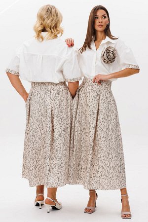 Костюм Костюм Kivviwear 4294429301 Молочный хаки 
Состав: Хлопок-100%;
Сезон: Лето
Рост: 170

Костюм из двух элементов: блуза свободного кроя с декоративным цветком + хлопковая юбка с встречными скла