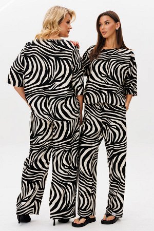 Костюм Костюм Kivviwear 4298429901 Черно-молочный 
Состав: Вискоза-100%;
Сезон: Лето
Рост: 170

Координированный комплект: джемпер свободного кроя + брюки прямого силуэта из плотной вискозы идеальный