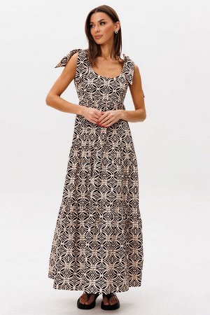 Платье Платье Kivviwear 430401 черно-бежевый 
Состав: Хлопок-100%;
Сезон: Лето
Рост: 170

Длинное хлопковое платье-сарафан с завязками на плечах идеальный спутник для жарких дней и романтичных образо