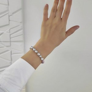 Браслет из хлопкового жемчуга серый + пастельно-розовый цвета