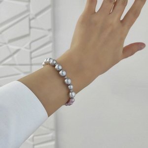 Браслет из хлопкового жемчуга серый + пастельно-розовый цвета