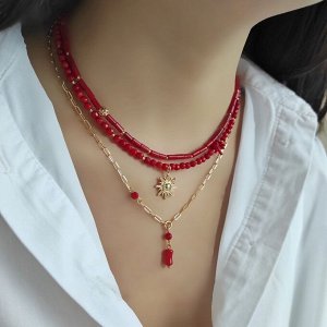 Сет из красного коралла в позолоченой фурнитуре