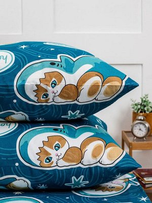 Наволочка 70*70 см, бязь "Комфорт", детская расцветка (Кот Акула)