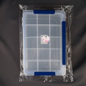 Органайзер для хранения мелочей, с подвесом, 15 ячеек, 27x17x4.3 см, прозрачный, синий