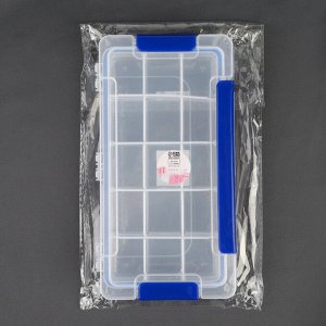 Органайзер для хранения мелочей, с подвесом, 15 ячеек, 23x12x3.5 см, прозрачный, синий