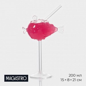 Бокал для коктейля Magistro «Фугу», 200 мл, 8x21 см, стекло, прозрачный
