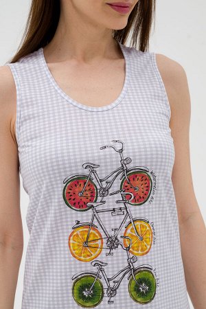 Ночная сорочка из кулирки Fruits&bikes клетка серая