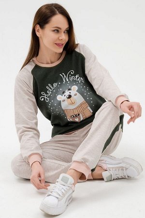 Костюм женский из футера Гамми хаки