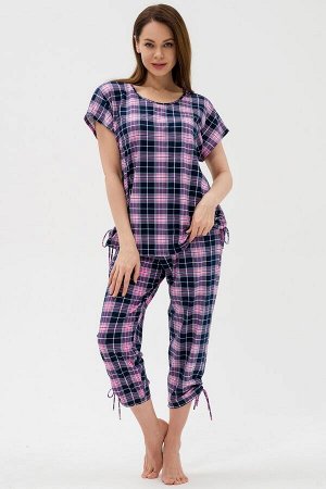 Костюм женский  из футболки и брюк из кулирки "Крым" розовый