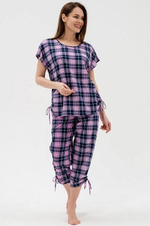 Костюм женский  из футболки и брюк из кулирки "Крым" розовый