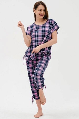 Костюм женский  из футболки и брюк из кулирки "Крым" розовый
