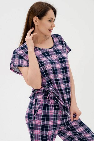 Костюм женский  из футболки и брюк из кулирки "Крым" розовый