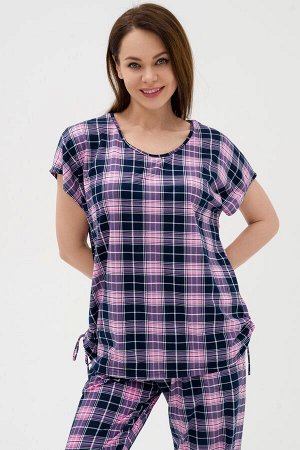 Костюм женский  из футболки и брюк из кулирки "Крым" розовый