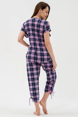 Костюм женский  из футболки и брюк из кулирки "Крым" розовый