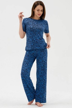 Костюм женский из футболки и брюк из вискозы Леопард джинс