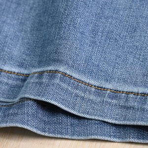 Эластичные хлопковые прямые джинсовые шорты с высокой талией