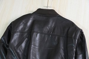 Куртка с длинными рукавами из иск. кожи, воротник стойка, на молнии, коричневая