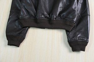 Куртка с длинными рукавами из иск. кожи, воротник стойка, на молнии, коричневая
