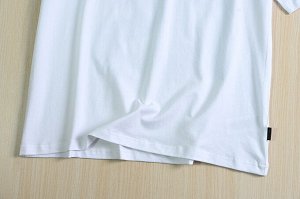 Хлопковая футболка с круглым вырезом, короткими рукавами и буквенным принтом, белая