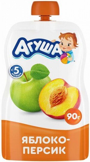 АГУША пюре ябл-персик с 5 мес. 90гр. м/у