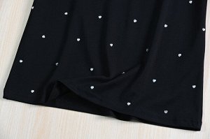 Хлопковая футболка с круглым вырезом, короткими рукавами и стразами, черная