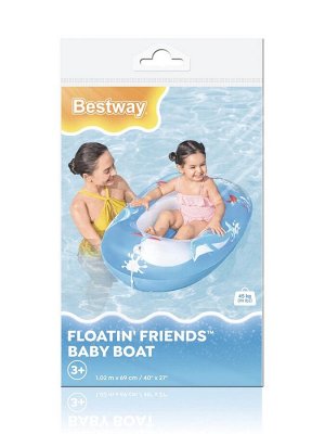 Лодочка надувная «Дельфин», 102 х 69 см, от 3-6 лет, цвет МИКС, 34037 Bestway