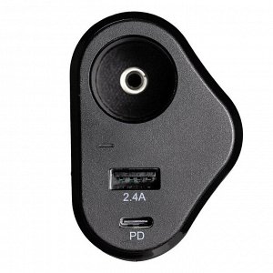 Разветвитель прикуривателя Airline Pro 12/24В, 1 гнездо, 1xUSB (5В, 2.4А), 1xUSB Type-C PD (5В/3А, 9В/2А, 12В/1.5А), 120Вт, черный, с предохранителем, арт. AEBD033
