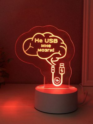 Светильник "Не USB мне мозги!" LED RGB от сети RISALUX 9,5х12х14,9 см