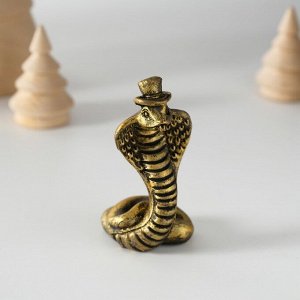 Фигурка полистоун «Кобра в цилиндре», чёрно-золотая, 3.6*6 см