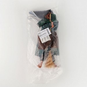 Баба-Яга в атласной одежде, висит, музыкальная, 30 см, цвета МИКС