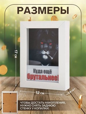 Интерьерная копилка для купюр и монет «Лев. Куда еще брутальнее!», пластик, 17*12*3.8 см