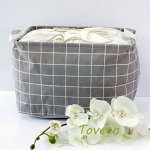 Корзина для белья квадратная, текстильная с завязками &quot;&quot;Клетка серая&quot;&quot; к-0303