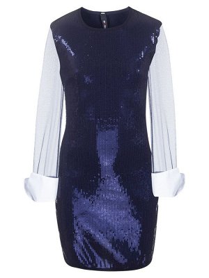 Платье коктейльное из футера 2-х нитки, сетки и пайеток