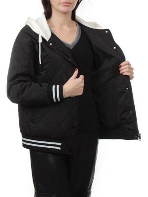 H24-90 BLACK Куртка бомбер демисезонная женская (100 гр. синтепон)