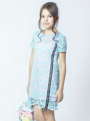Платье А-силуэта для девочки  Цвет:изумрудный