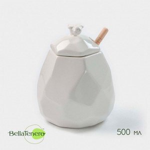 Ёмкость для мёда BellaTenero «Пчёлка», 500 мл, 9.5x13 см, с ложкой, фарфор, белая