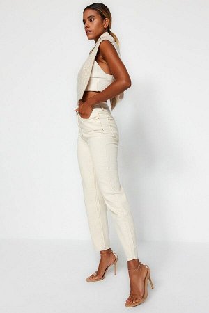 Джинсы Экрю с завышенной талией Slim Mom Jeans