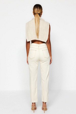 Джинсы Экрю с завышенной талией Slim Mom Jeans