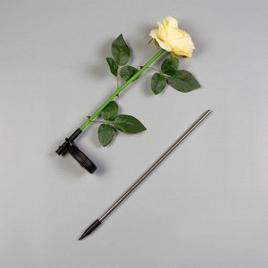 Садовый светильник «Роза жёлтая», уличный, на солнечной батарее, 75 см, 1 LED, свечение белое